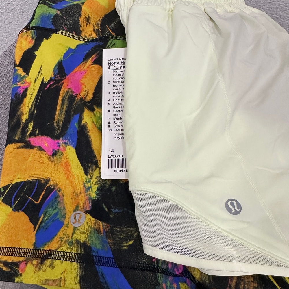 Two pair-Lululemon Multicolor and yellow shorts